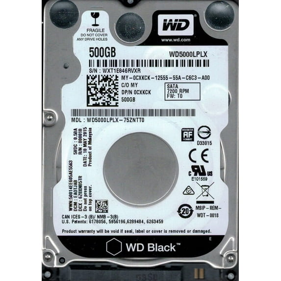 WD5000LPLX-75ZNTT0 DCM: EA0TJAB WXT1E Western Digital 500GB