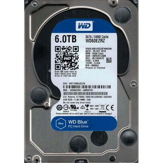 WD60EZRZ-00RWYB1 DCM: HBNCKTJABB WX71D Western Digital 6TB