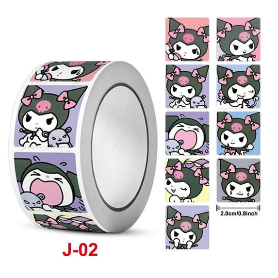 WDAIDJ 2024 New 500Pcs/roll Cute Sanrio Stickers Cartoon Kuromi Cinnamoroll Hello Kitty Reward Sealing Stickers Kawaii Anime Toys Gifts