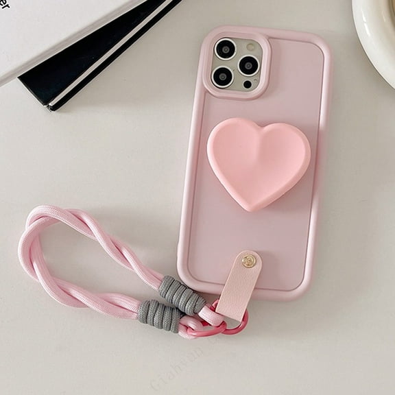WDAIDJ 3D Cute Heart Anti-lost Lanyard Chain Strap Holder Phone Case For iphone 15 14 X XR XS 1113 Pro Max 12 Pro 7 8 Plus Gift
