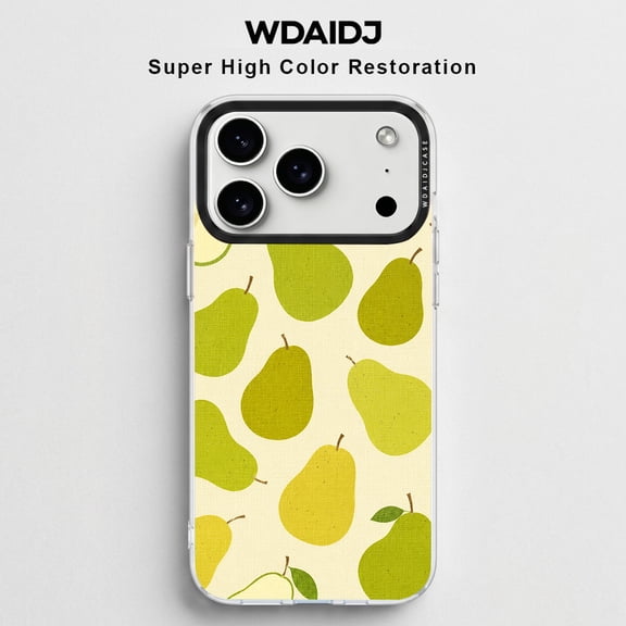 WDAIDJ Green Pear Print Phone Case Compatible with iPhone 12/13/14/15/16/17 Pro Max