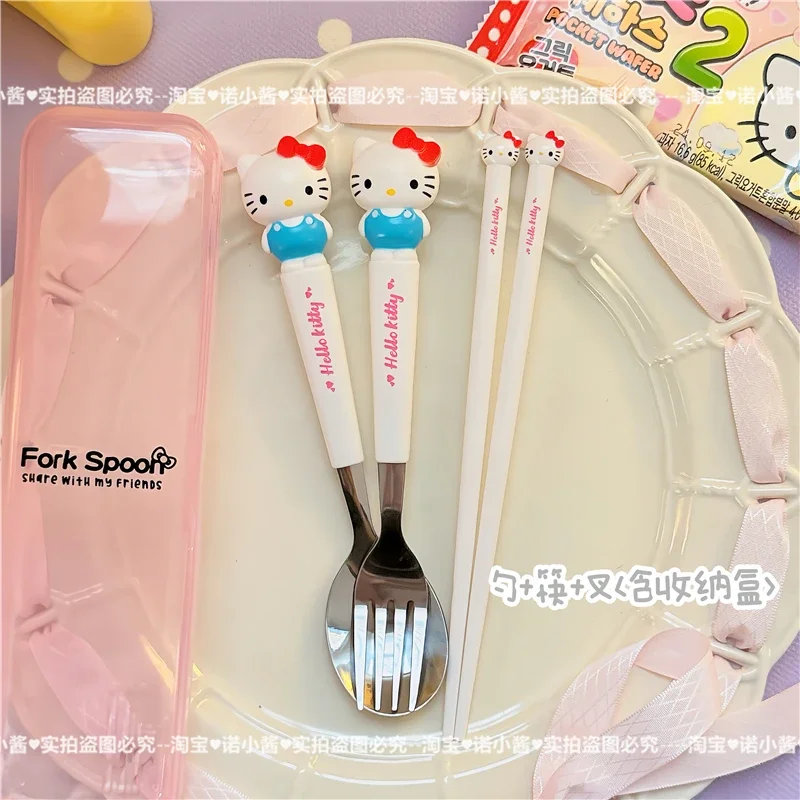 WDAIDJ Kawaii Sanrio Kids Chopsticks Spoon Fork Anime Cute Student ...