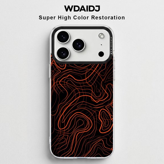 WDAIDJ Phone Case Compatible with iPhone 12/13/14/15/16/17/Pro/Max, Abstract Geographic Map Print Soft TPU Shockproof Protective Cover