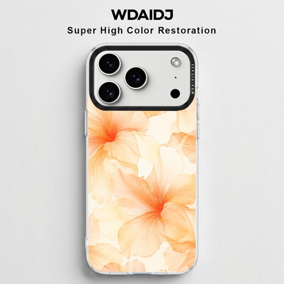 WDAIDJ Trendy Watercolor Hibiscus Print Phone Case Compatible with iPhone 12/13/14/15/16/17 Pro Max
