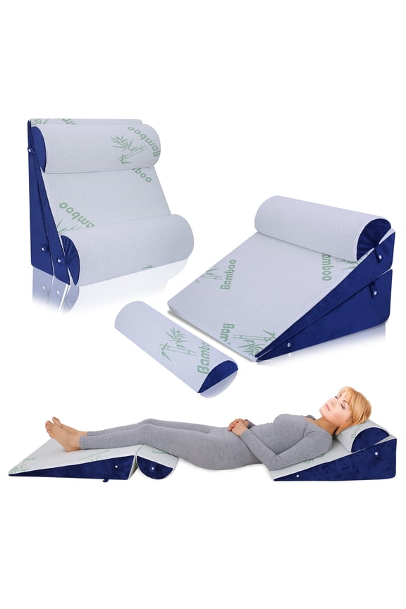 Memory Foam Wedge Pillows - Removable Cover, Post Surgery Recovery, Pain Relief 4 Count