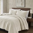 thumbnail image 1 of WDCOZY Beige 100% Cotton Quilt Set Queen Size, Textured Lightweight Soft Bedspread with 2 Pillow Shams, Breathable All Season Comforter Bedding, 1 of 10