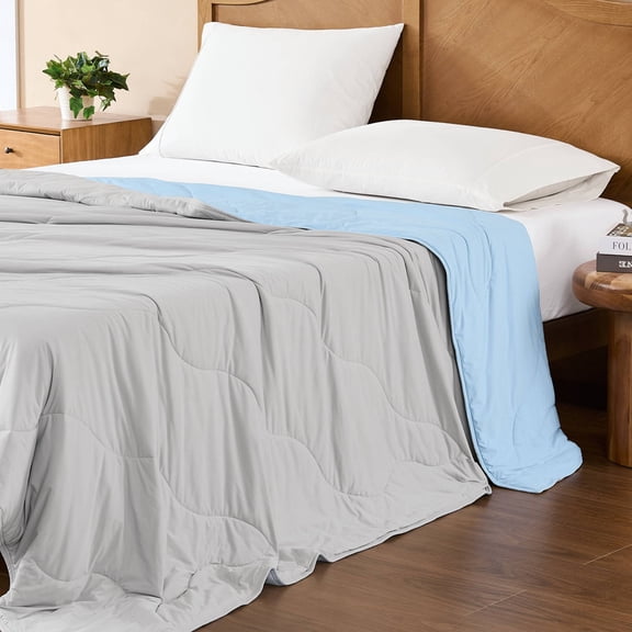 WDCOZY Cooling Comforter King Size 106" x 90", QMAX >0.4 Lightweight Cooling Comforter for Hot Sleepers, Reversible Breathable Down Alternative Comforter, All Season Cooling Blanket, Grey