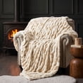 thumbnail image 1 of WDCOZY Ruched Faux Fur Throw Blanket, Bubble Plush Blanket with Soft Fleece Backing, Cozy Decorative Blanket for Couch, Sofa and Bed, Caramel, 50" x 60", 1 of 9