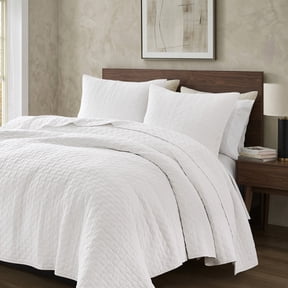 WDCOZY White 100% Cotton Quilt Set Queen Size, Textured Lightweight Soft Bedspread with 2 Pillow Shams, Breathable All Season Comforter Bedding