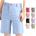 thumbnail image 1 of WDDDD Boys Girls Adjustable Waist Stretch Flat Front School Shorts Light Blue 9-10 Years, 1 of 8