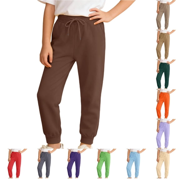 WDDDD Boys Jogger Sweatpants with Pockets Casual Athletic Autumn Winter Coffee 4-5 Years
