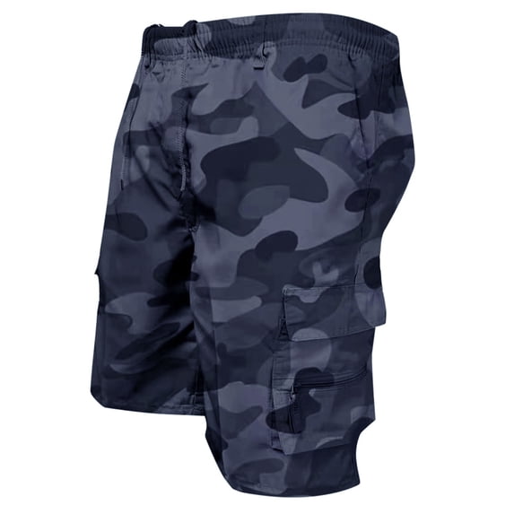 WDDDD Men‘s Cargo Shorts Relaxed Fit Twill Bermuda Drawstring Elastic Waist with Pockets Camouflage XXL