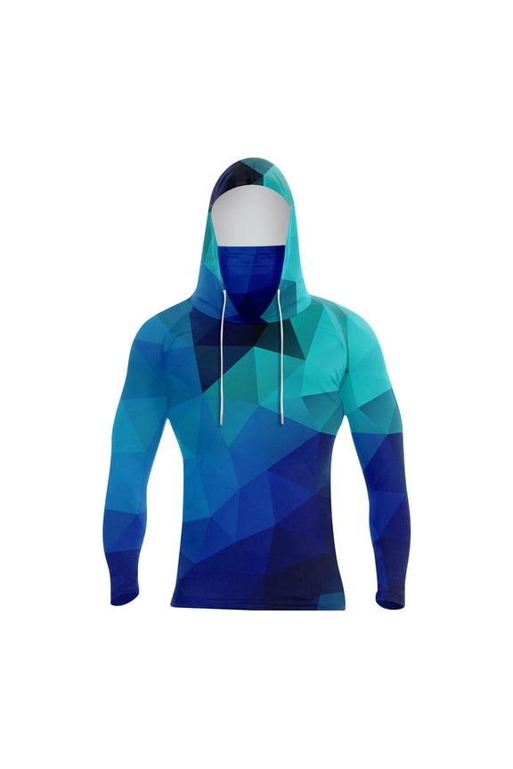 Men's Digital Print Sun Face Jacket Outdoor Sports Casual Top Navy S