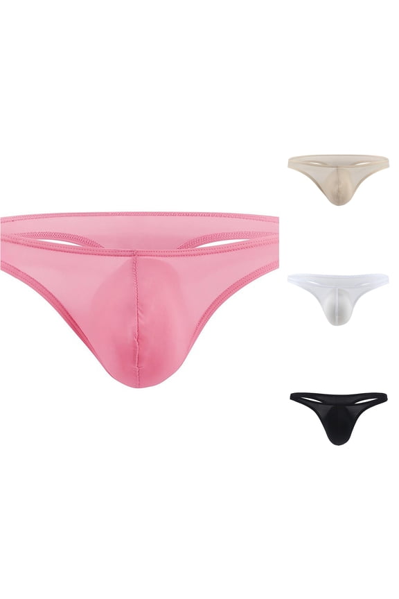 Men's G String Enhancing Pouch T Back Bikini Briefs Pink M