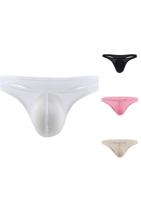 Men's G String Enhancing Pouch T Back Bikini Briefs White M