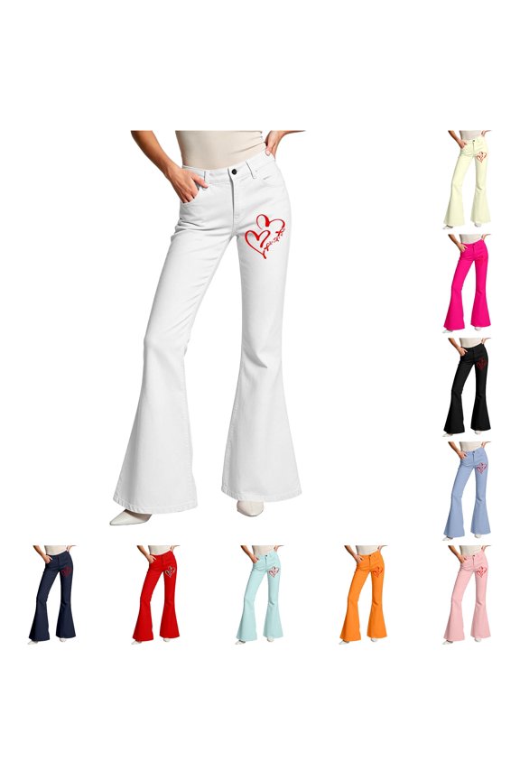 Men's Gradient Rock Flared Trousers Festival Everyday Comfort Style White S