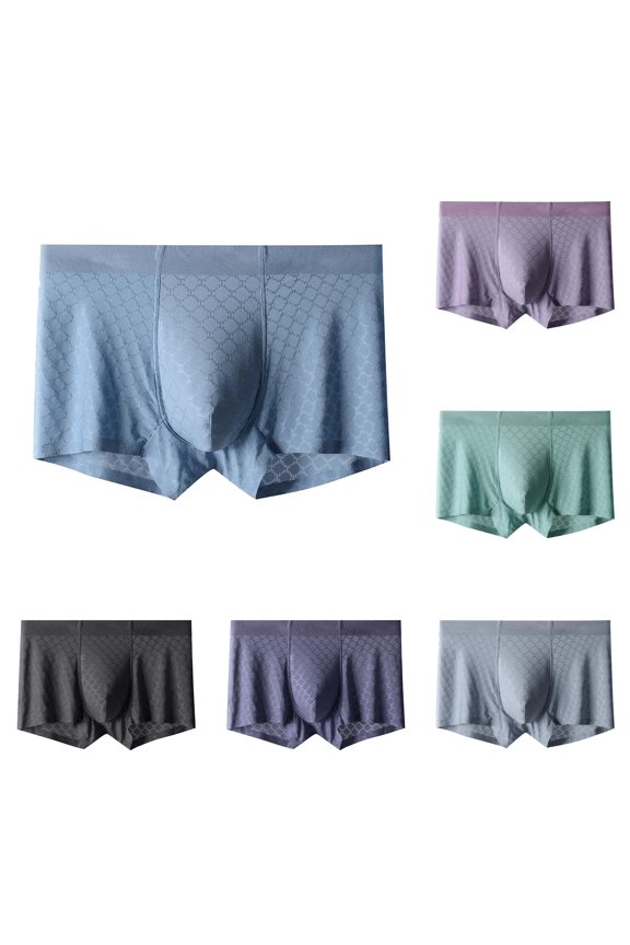 Men's Ice Silk Seamless Breathable Mesh Mid Rise Boxers Sky Blue XL