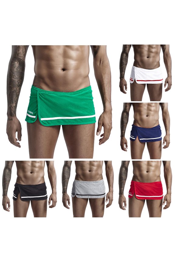 Men's Loose Towel Home Sports Running Solid Boxers Green M