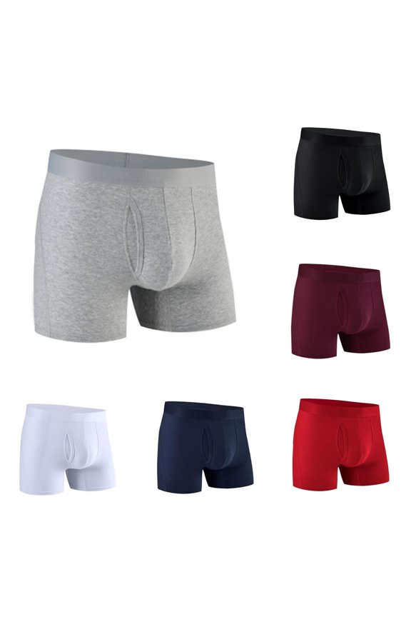 Men's Mid Rise Extended Length Chafe Side Vents Briefs Grey L
