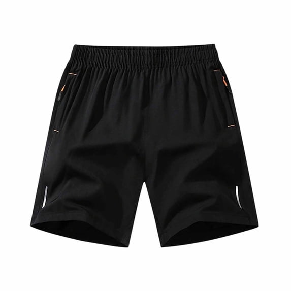 WDDDD Men‘s Quick Dry Athletic Shorts Elastic Waist Zipper Pockets Hiking Gym Black M