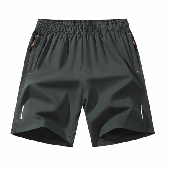WDDDD Men‘s Quick Dry Athletic Shorts Elastic Waist Zipper Pockets Hiking Gym Dark Gray XL