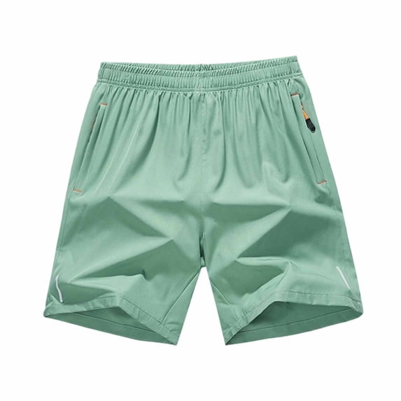 WDDDD Men‘s Quick Dry Athletic Shorts Elastic Waist Zipper Pockets Hiking Gym Light Green M