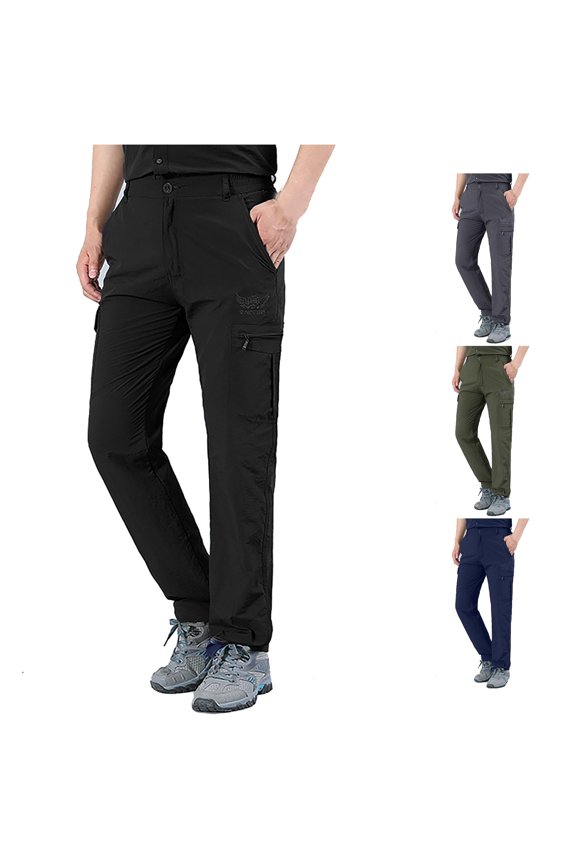 Men's Quick Dry Lightweight Windproof Hiking Cargo Work Pants Black XXXXL