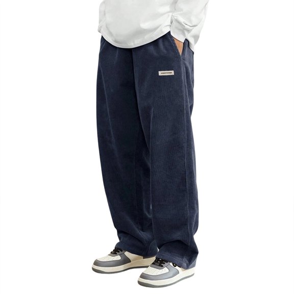 WDDDD Men's Relaxed Trousers Everyday Utility Comfort Easy Wear Navy S