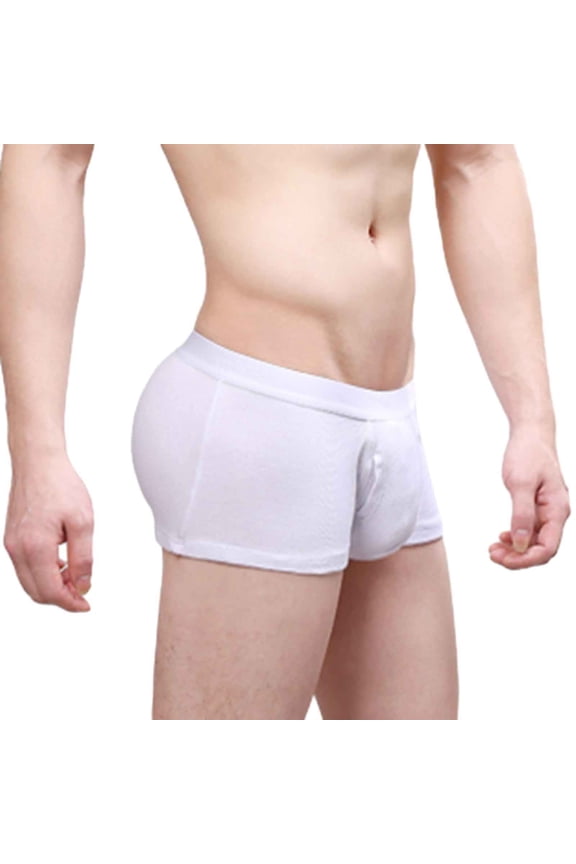 Men's Running Sweat Absorbent U Double Layer Ribbed Sports Leggings White L