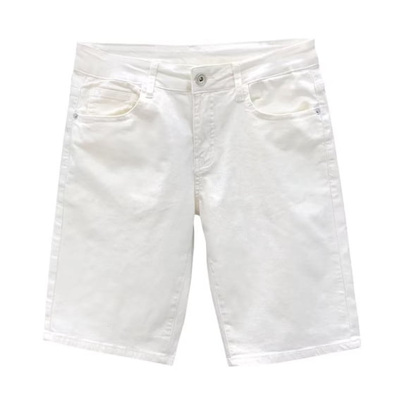 WDDDD Men's Slim Stretch Denim Shorts White XXXL