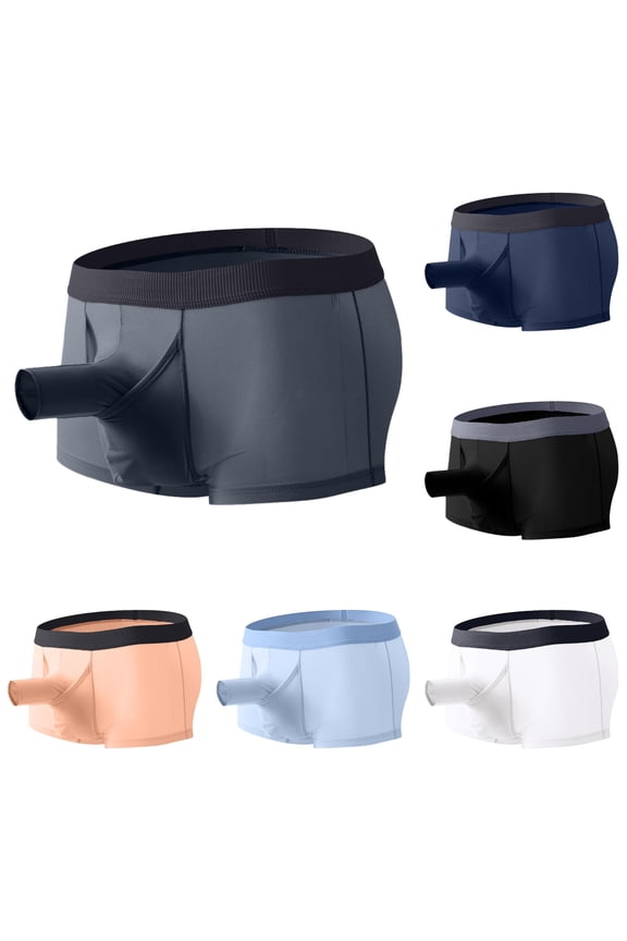 Men's Thin Breathable Separate Pouch Enhanced Comfort Briefs Grey XXL