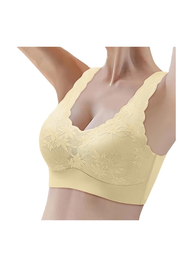 Women Solid Maternity Open Button Breastfeeding Bra Yellow XXL