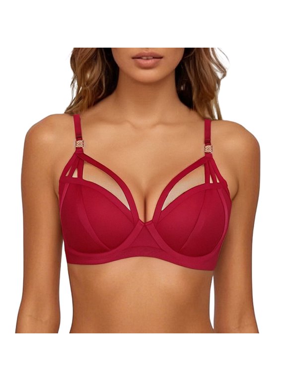 Women's Adjustable Thin Push Up Bra for Small Chest Red 36