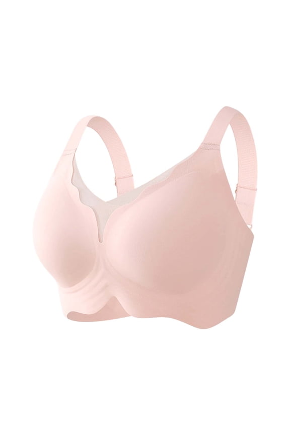 Women's Comfortable Big Size Four Hooks Support Bra Pink XXL