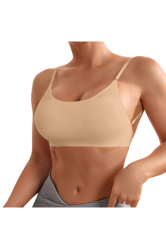 Women's Convertible Backless Wireless Bra with Detachable Straps Beige S