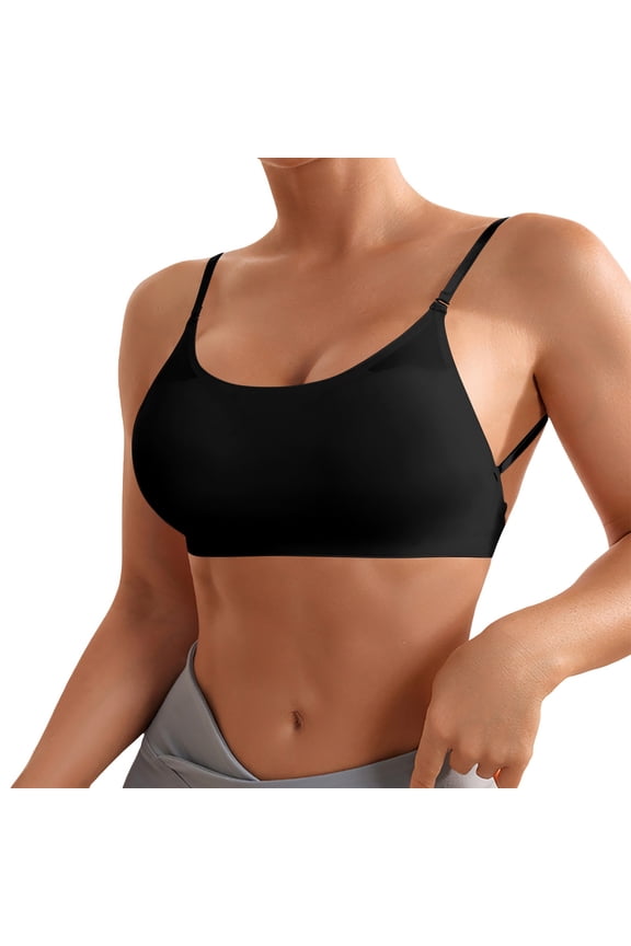 Women's Convertible Backless Wireless Bra with Detachable Straps Black M