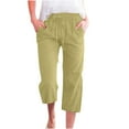 thumbnail image 1 of WDDDD Women’s Cotton Linen Capri Pants Wide Leg Loose Fit with Pockets XXL, 1 of 5