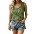 thumbnail image 1 of WDDDD Women's Crochet Tank Top Scoop Neck Sleeveless Hollow Out Boho Summer Green M, 1 of 5