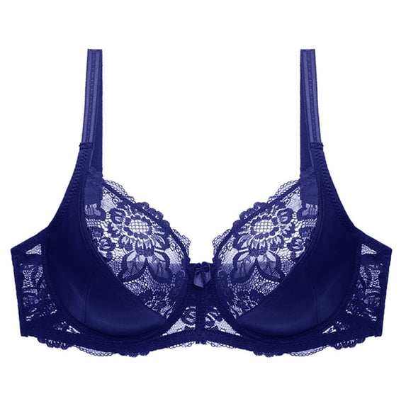 WDDDD Women's Double Lace Plus Size Bra Blue 40