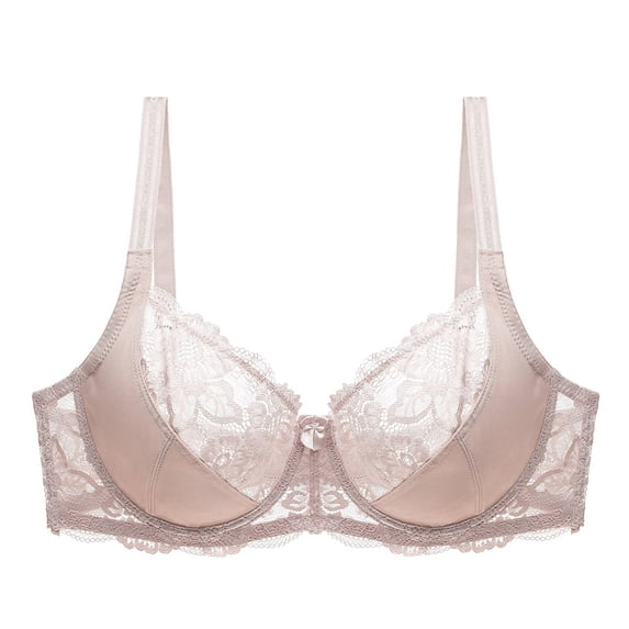 WDDDD Women's Double Lace Plus Size Bra Khaki 46