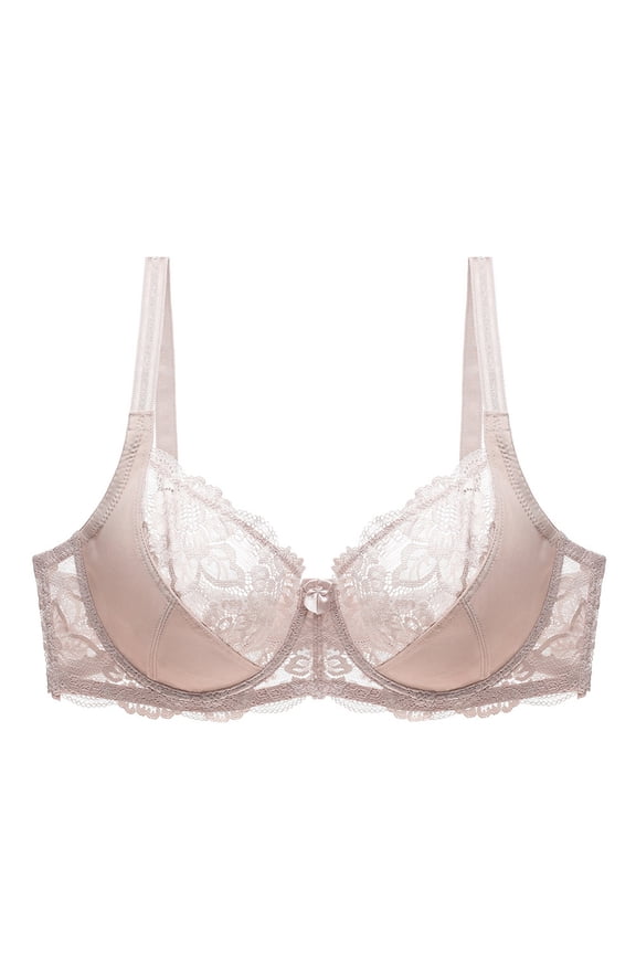 Women's Double Lace Plus Size Bra Khaki 46