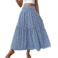 thumbnail image 1 of WDDDD Women's Flowy Maxi Skirt Boho A-Line High Waist Beach Vacation Blue M, 1 of 5