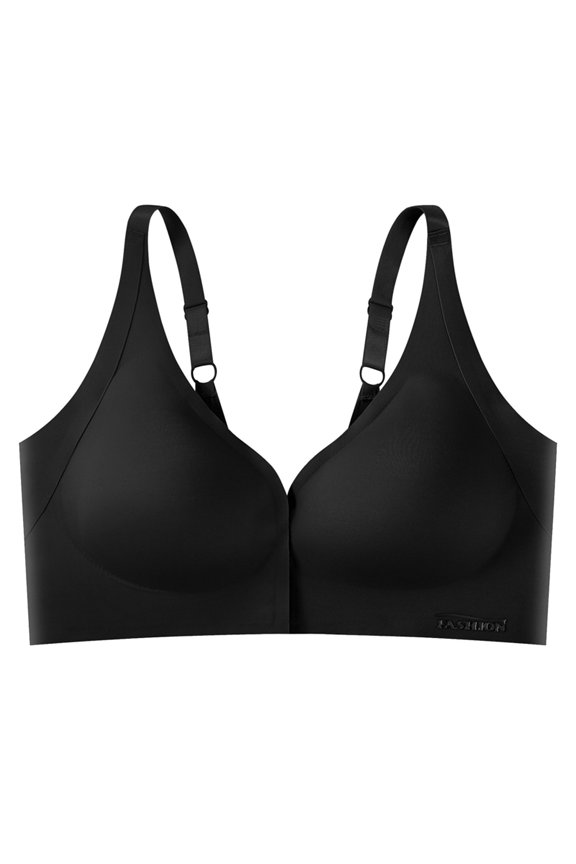Women's Front Fold Breastfeeding Adjustable Back Traceless Bra Black M