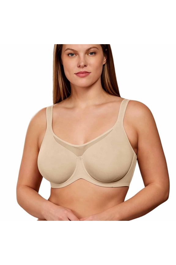 Women's Full Figure Seamless Underwire Push Up Bra Beige 38E