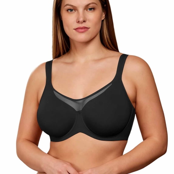 WDDDD Women's Full Figure Seamless Underwire Push Up Bra Black 42E