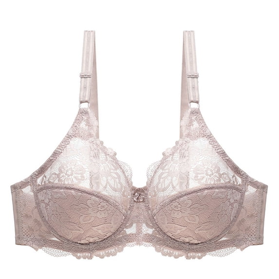 WDDDD Women's Lace Push Up Sexy Thin Breathable Bra Khaki 90C