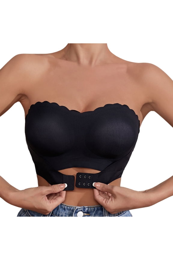 Women's Large Sized Thin Breathable Back Hugging Front Buttoned Vest Bra Black S