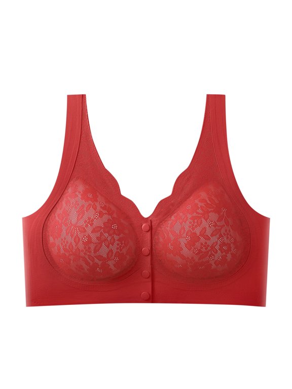 Women's Maternity Feeding Bra Lightly Padded Nursing Wirefree Front Open Red XXL