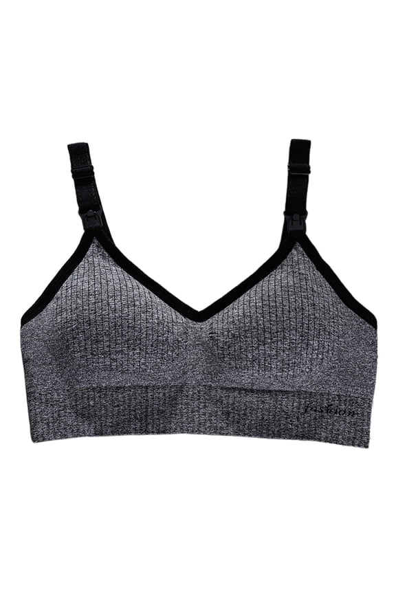 Women's Maternity Lactation Milk Front Buckle Nursing Bra Black M