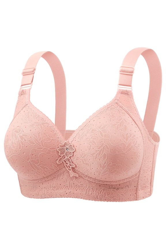 Women's New Underwear Thin Soft Sag No Underwire Retraction Full Cup Bra Light Pink 42
